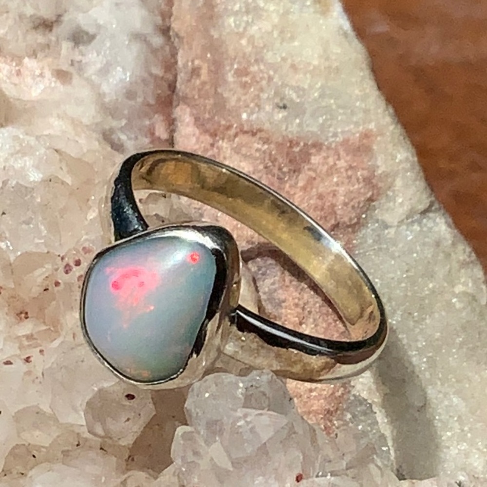 BOULDER OPAL 925 STERLING SILVER RING, SIZE 7
